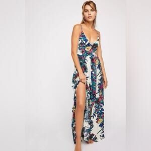 FREE PEOPLE "Through The Vine" Multi Color Bohemian Maxi Dress L